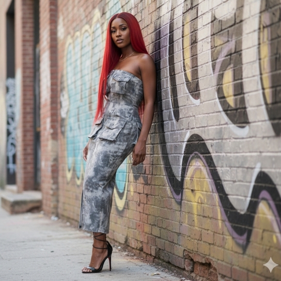 Fitted Cargo Dress in Print - Picture 1 of 15